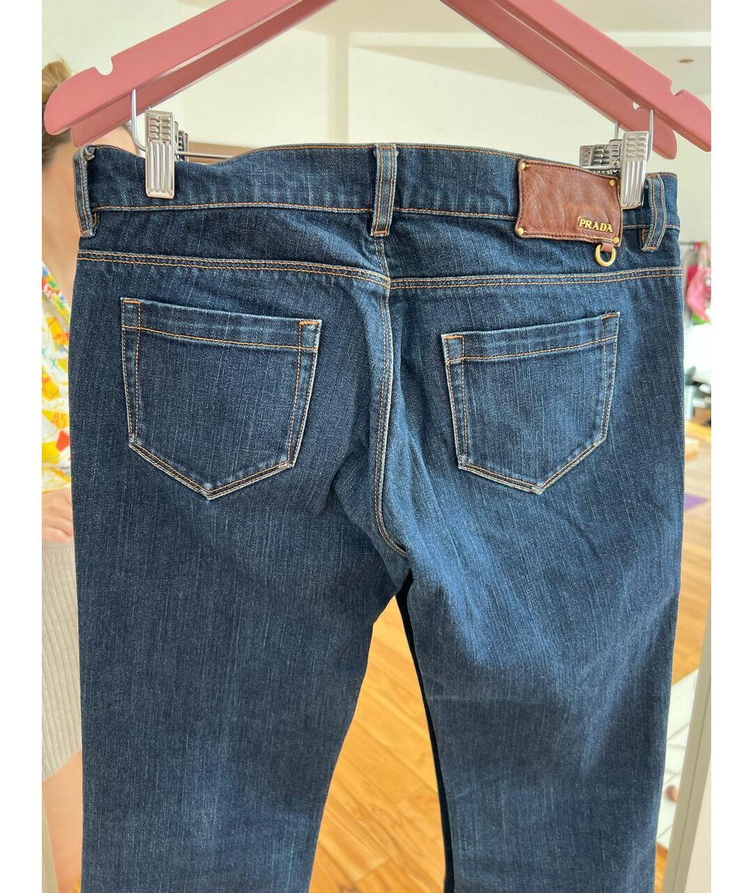 PRADA Синие хлопко-эластановые прямые джинсы, фото 5