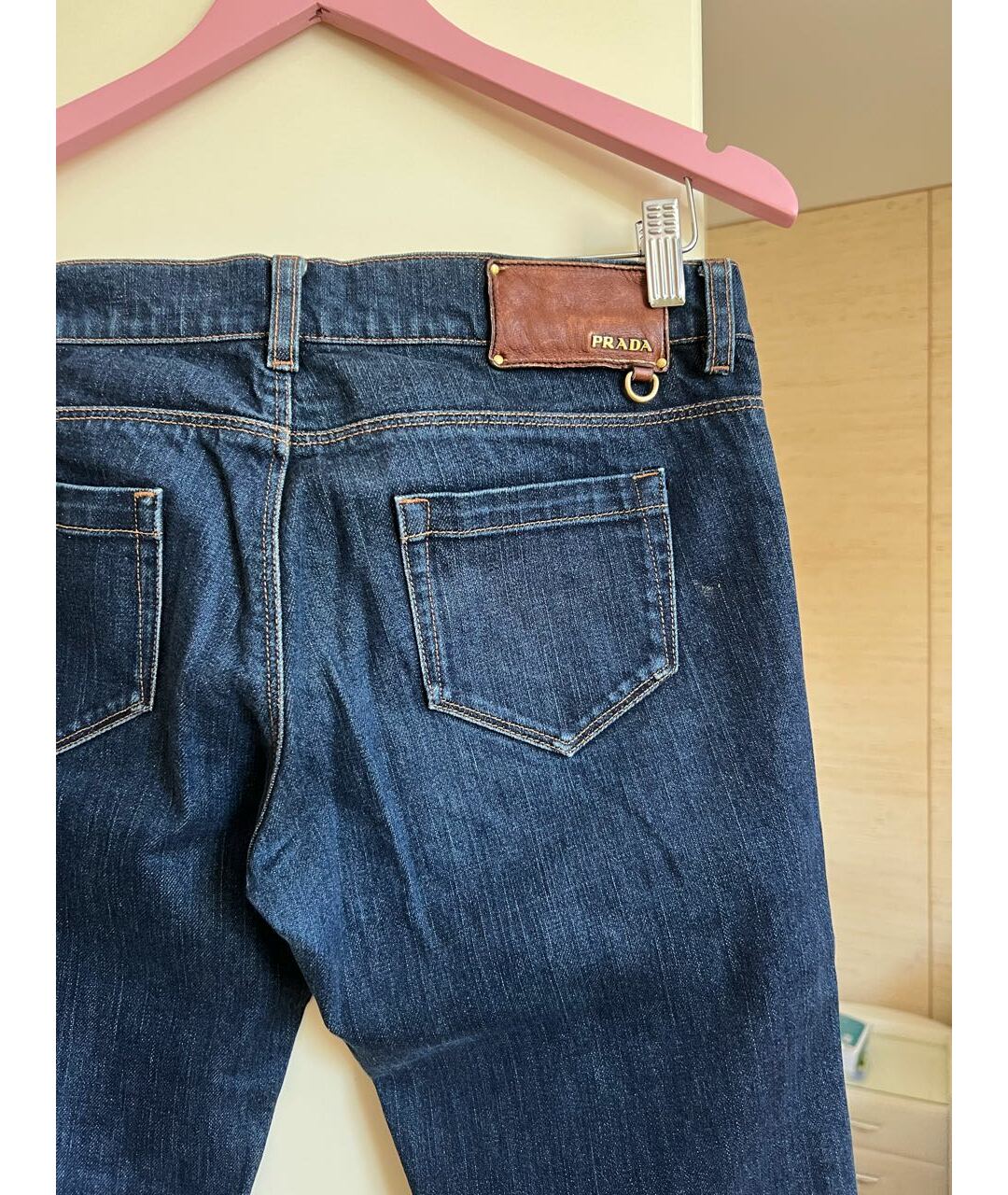 PRADA Синие хлопко-эластановые прямые джинсы, фото 3