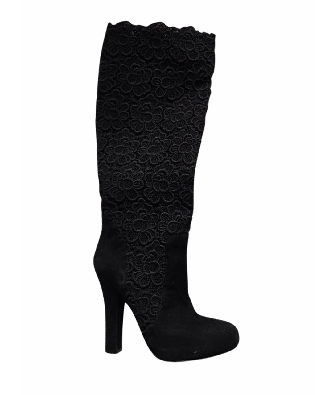 DOLCE&GABBANA Черные замшевые сапоги, фото 1