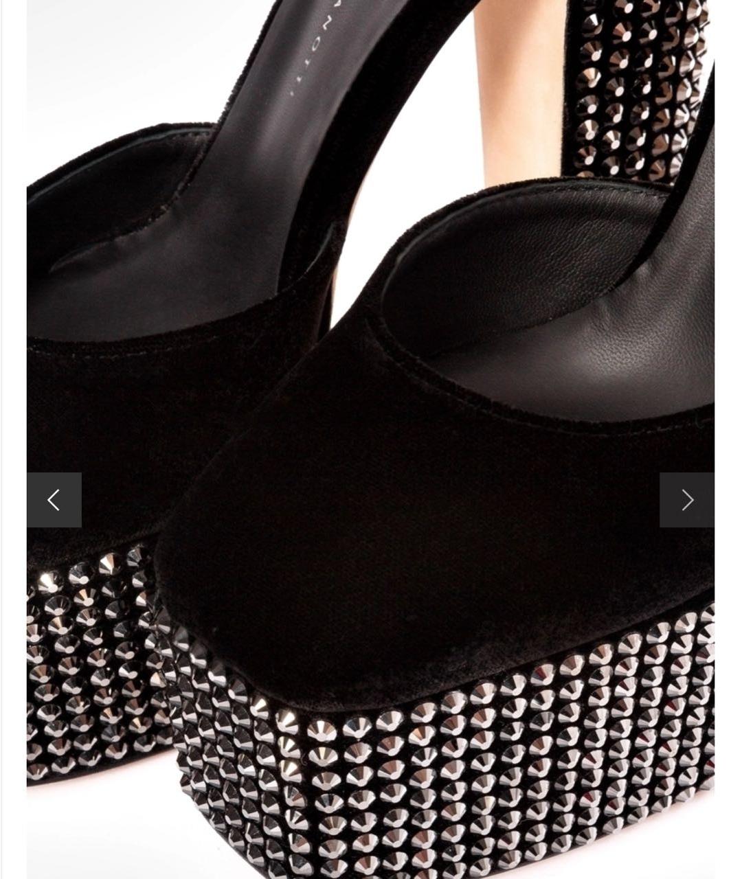 GIUSEPPE ZANOTTI DESIGN Черные бархатные туфли, фото 4
