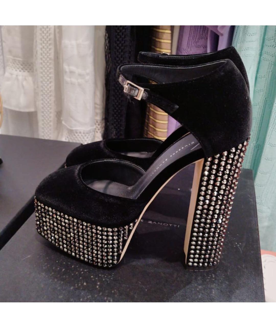 GIUSEPPE ZANOTTI DESIGN Черные бархатные туфли, фото 5