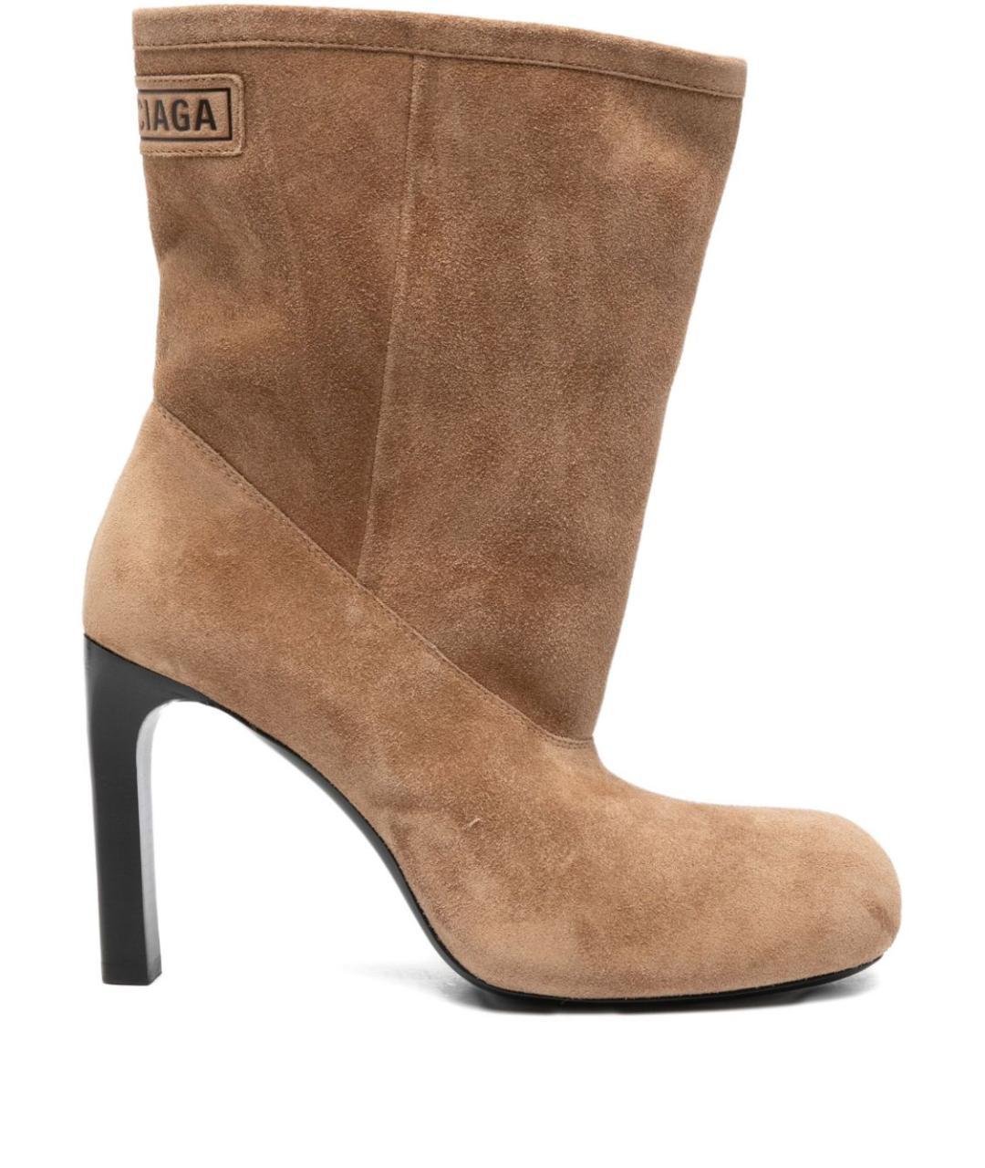 BALENCIAGA Бежевые замшевые ботильоны, фото 1