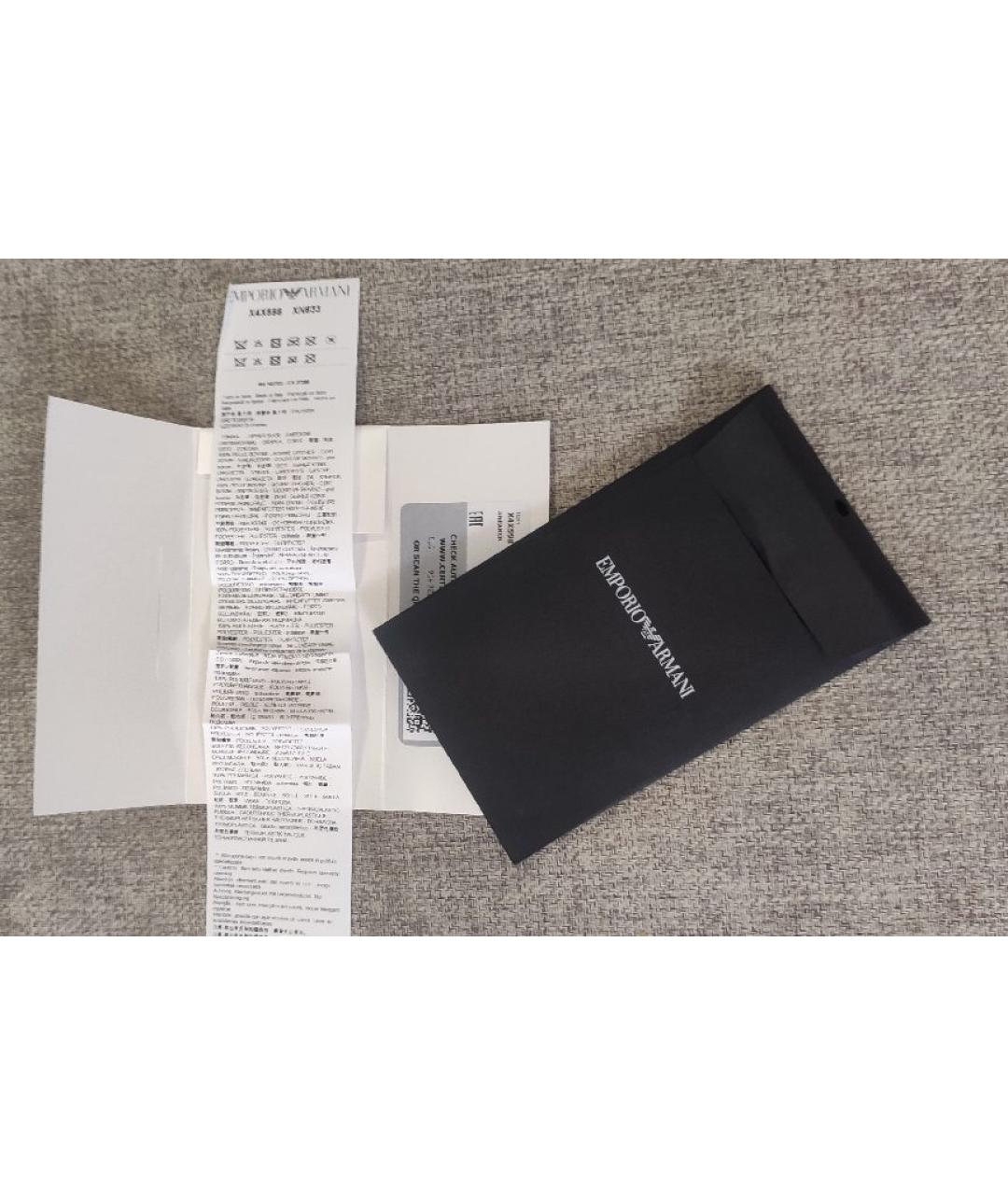 EMPORIO ARMANI Черные кожаные низкие кроссовки / кеды, фото 6