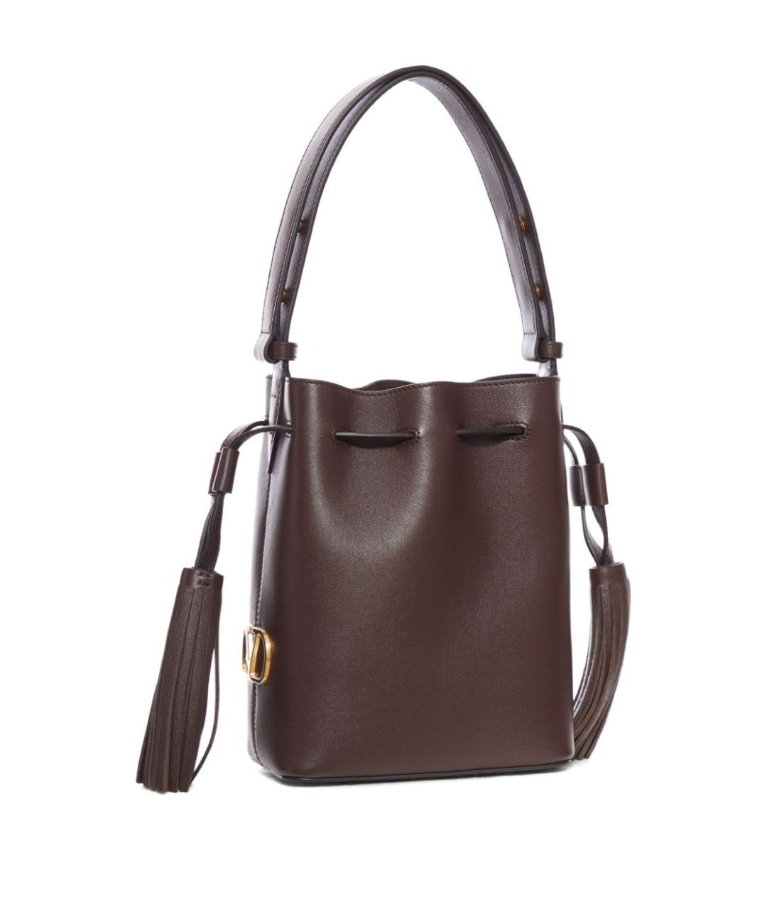 VALENTINO Коричневая кожаная сумка через плечо, фото 3