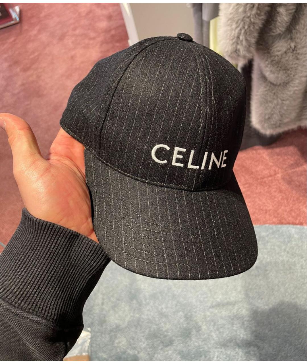 CELINE Серая шерстяная кепка, фото 3