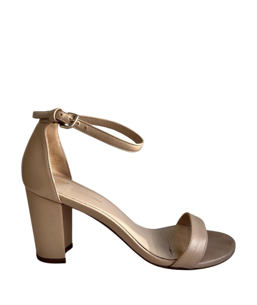 STUART WEITZMAN Бежевые кожаные босоножки, фото 1