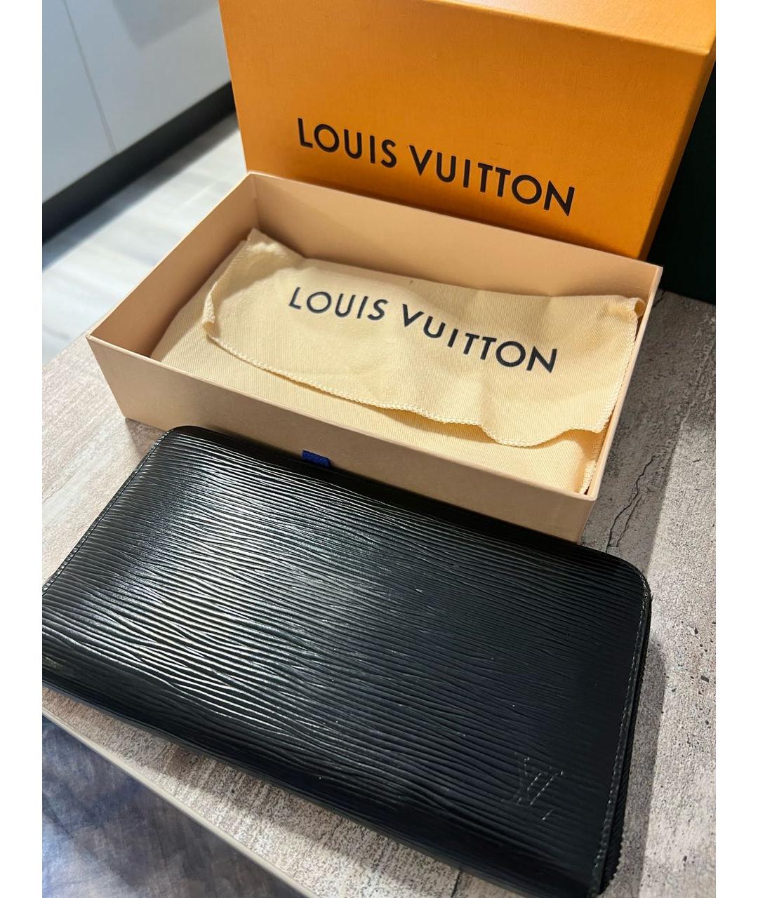LOUIS VUITTON Черный кожаный кошелек, фото 2