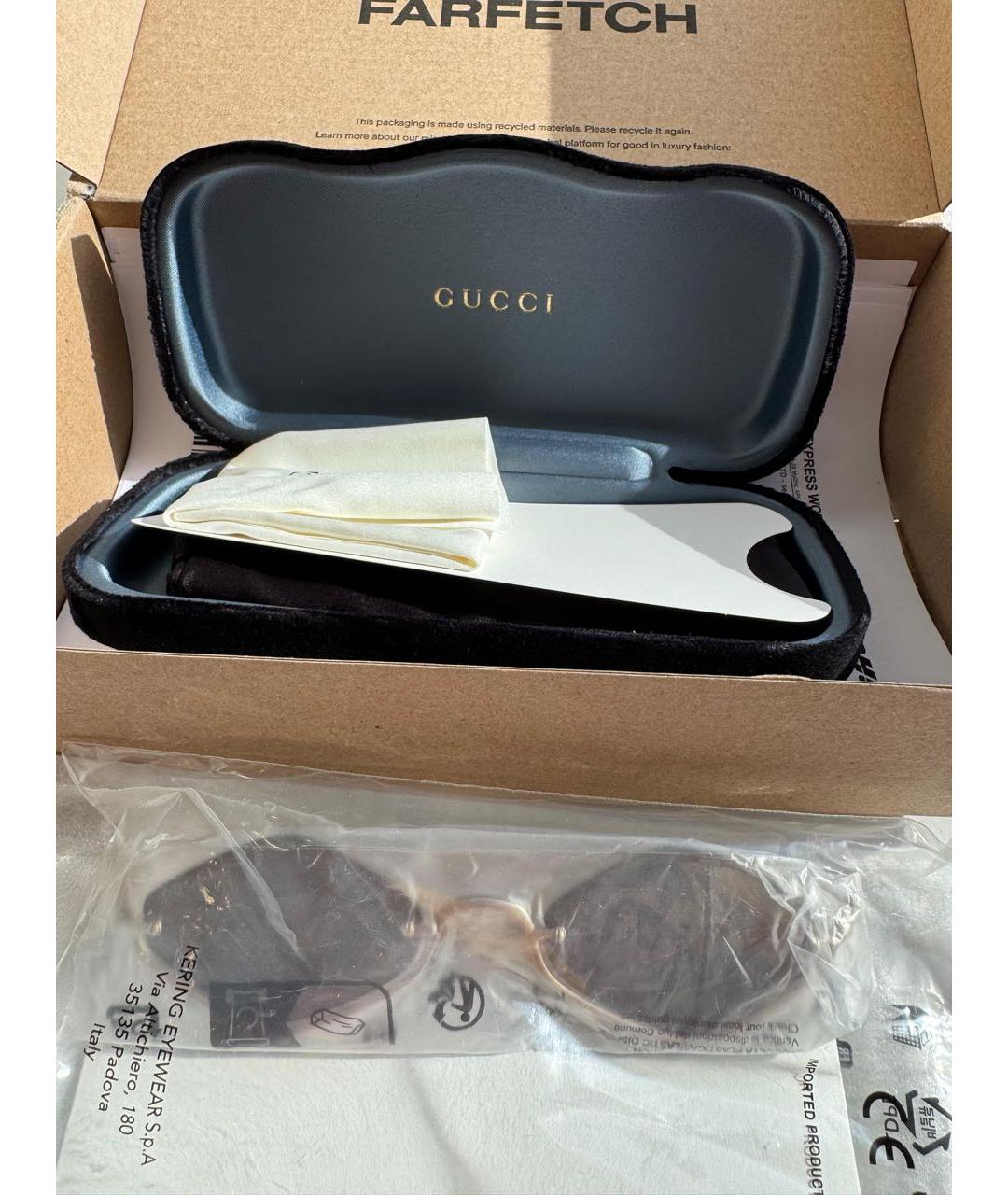 GUCCI Коричневые металлические солнцезащитные очки, фото 5