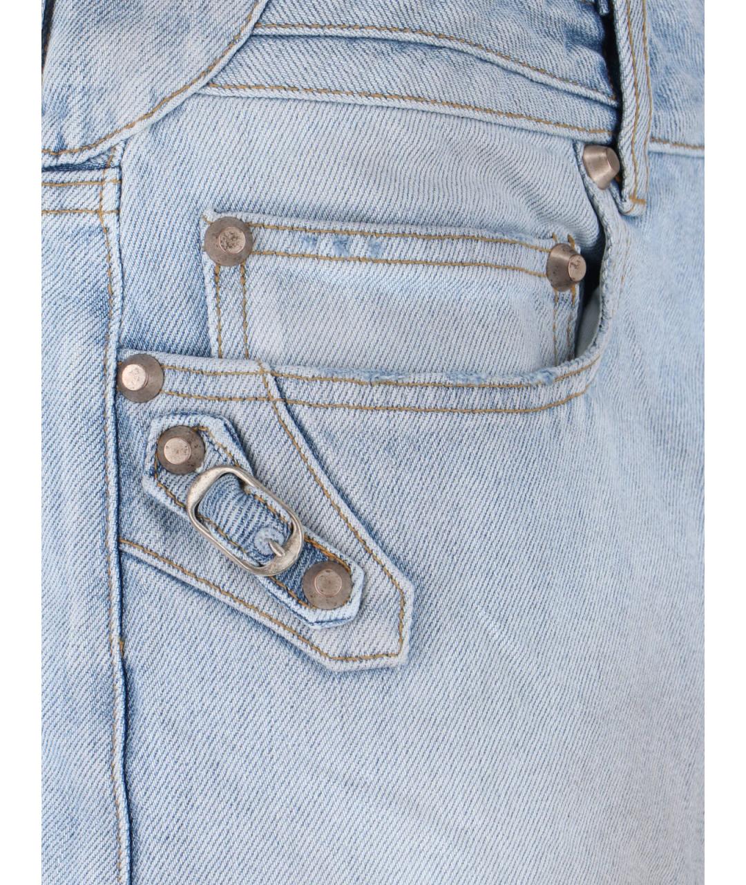 BALENCIAGA Голубая хлопковая юбка мини, фото 4