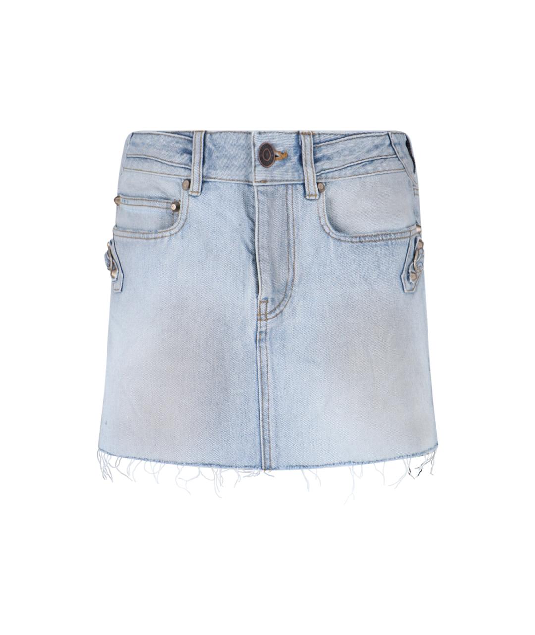 BALENCIAGA Голубая хлопковая юбка мини, фото 1