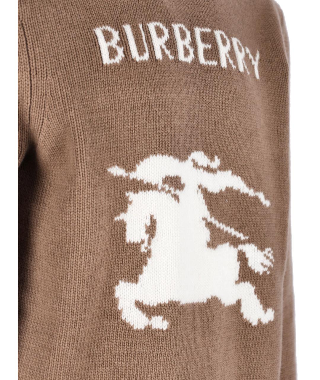BURBERRY Коричневый шерстяной джемпер / свитер, фото 4
