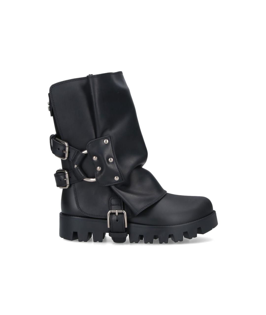 DOLCE&GABBANA Черные кожаные ботинки, фото 1