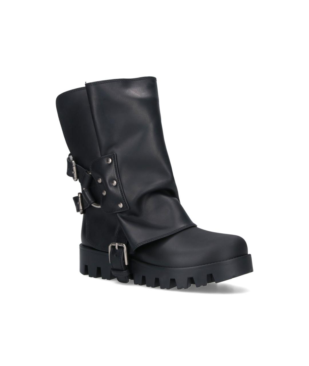 DOLCE&GABBANA Черные кожаные ботинки, фото 2