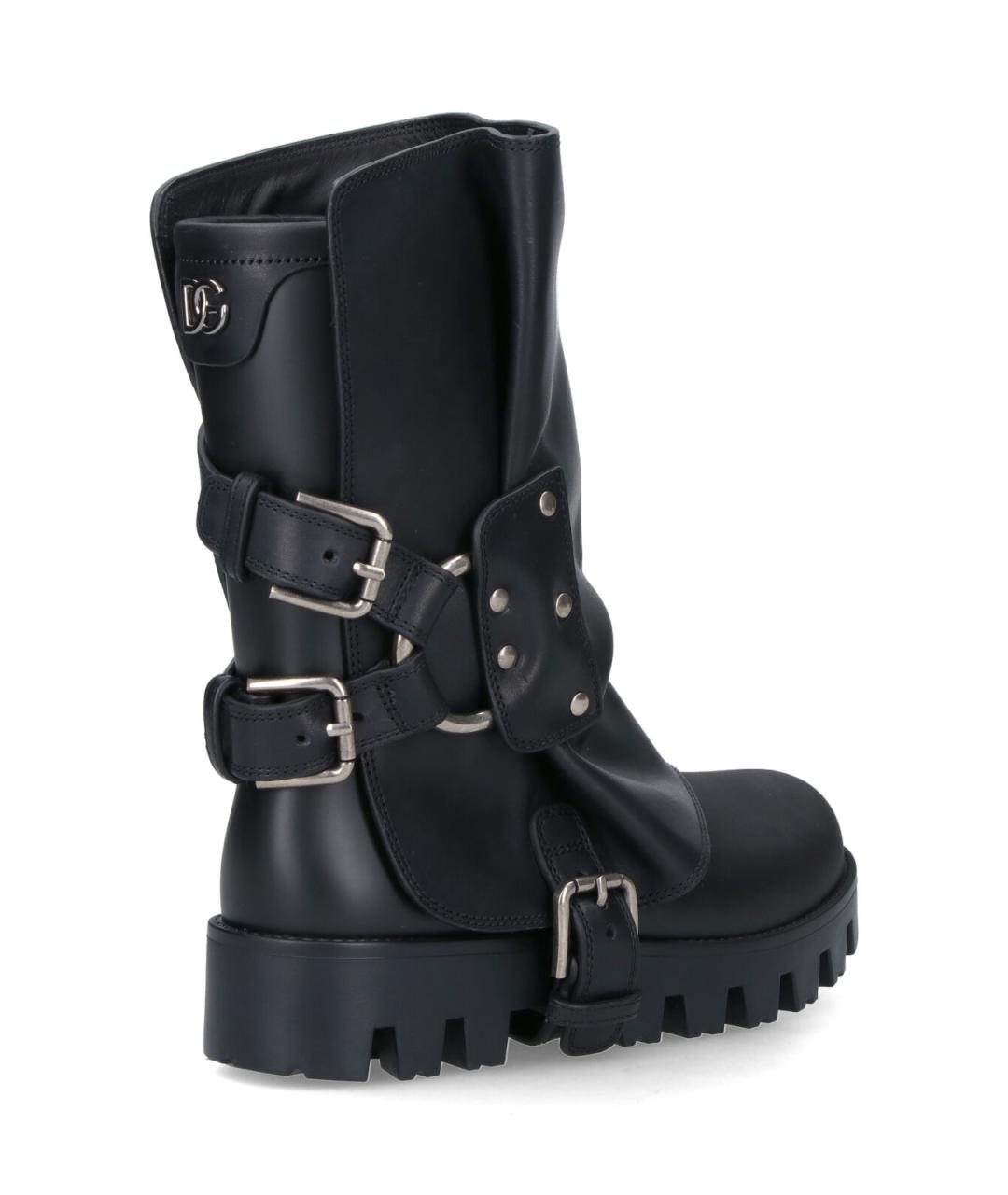 DOLCE&GABBANA Черные кожаные ботинки, фото 4