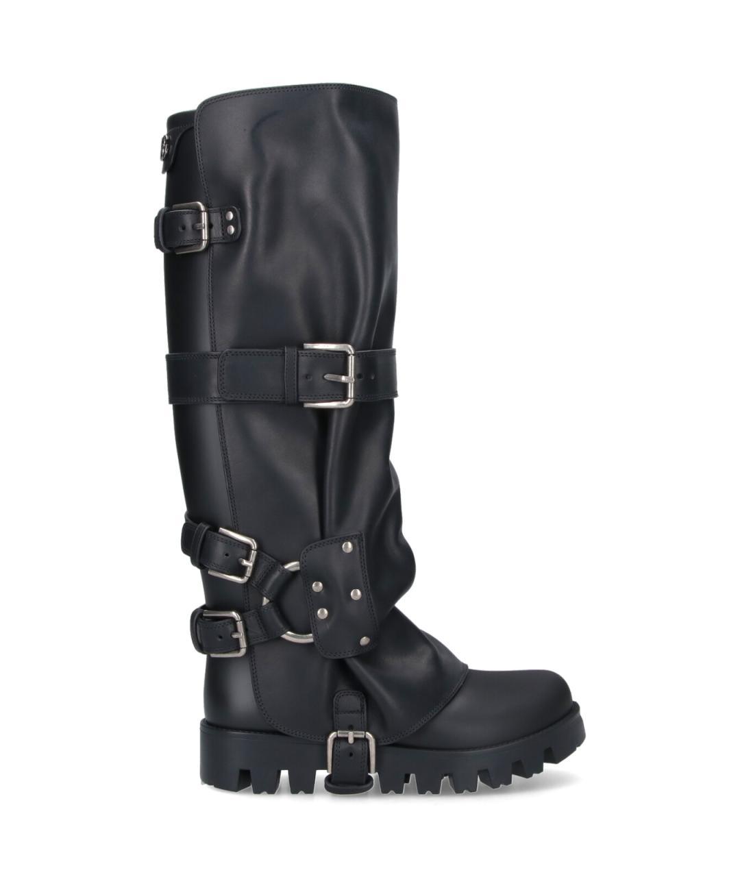 DOLCE&GABBANA Черные кожаные сапоги, фото 1