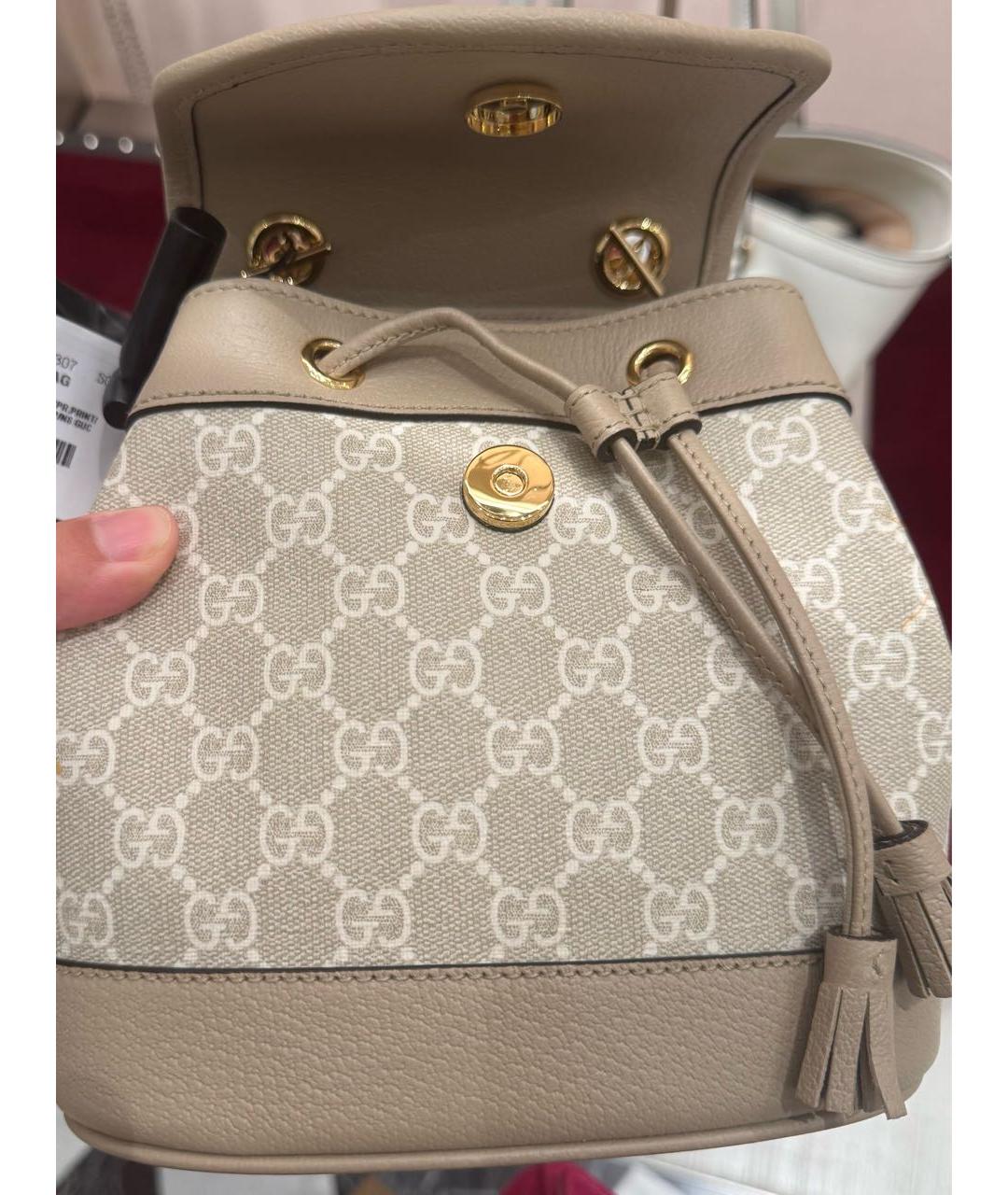 GUCCI Бежевый кожаный рюкзак, фото 2