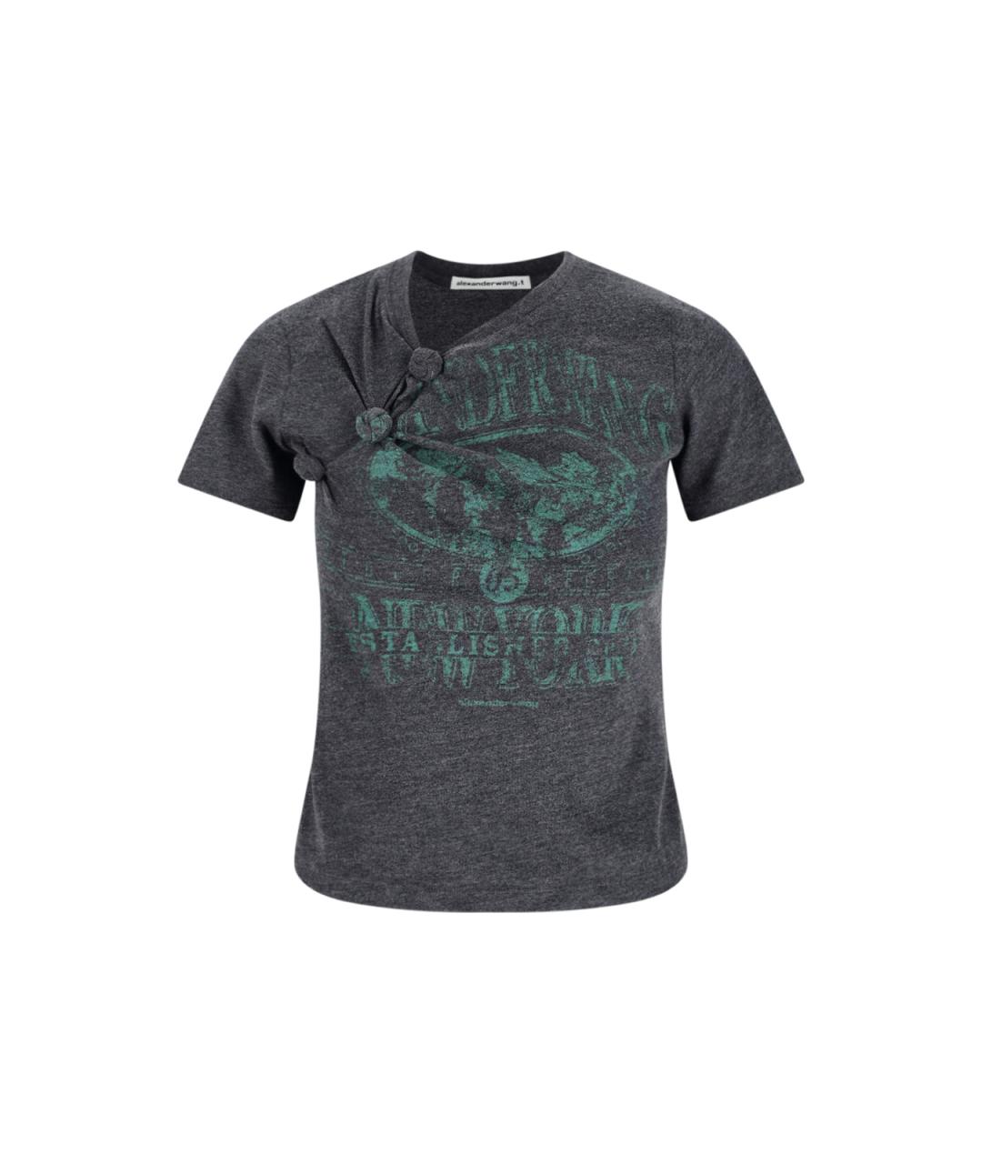 ALEXANDER WANG Серая хлопковая футболка, фото 1