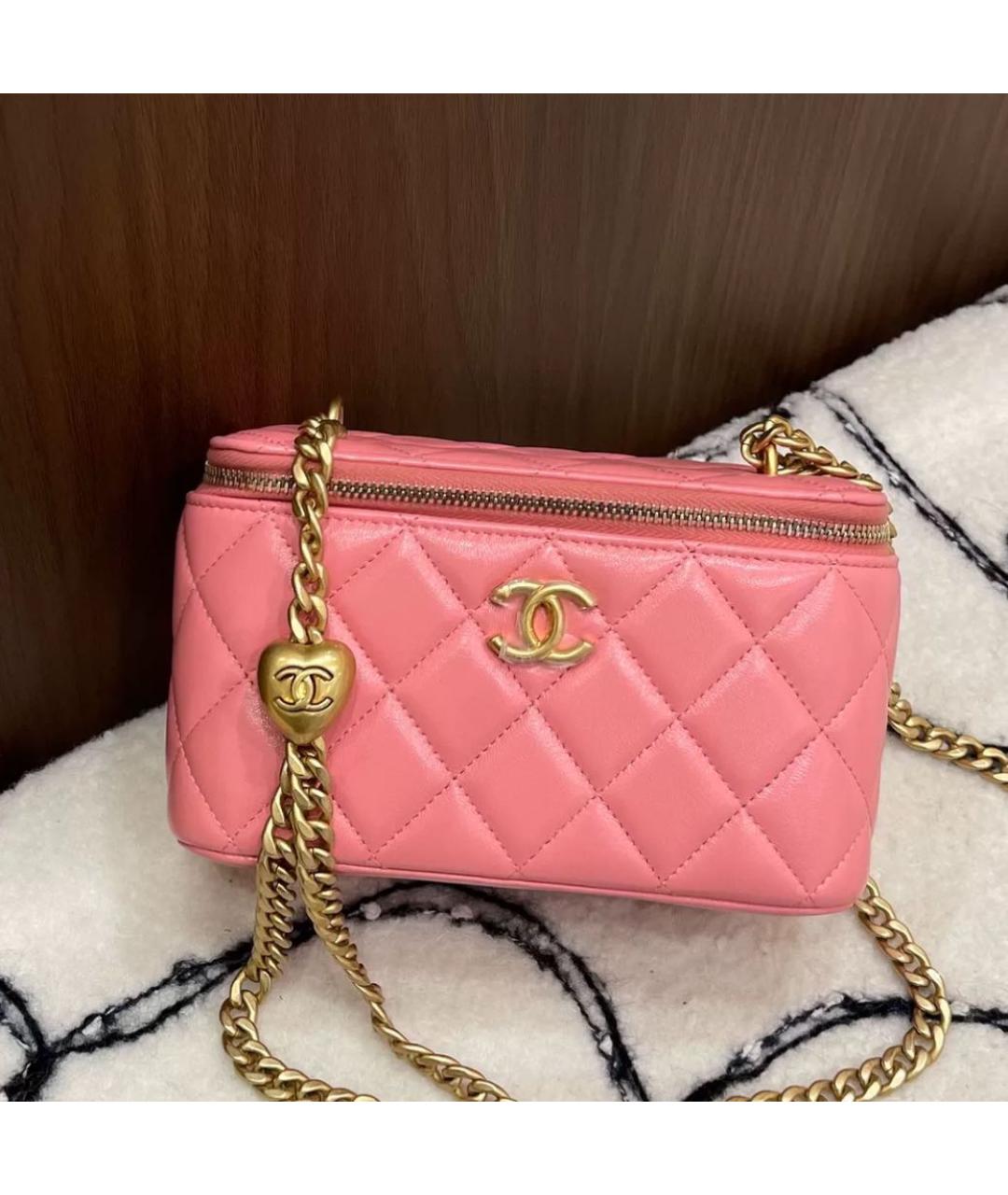CHANEL Розовая кожаная косметичка, фото 6