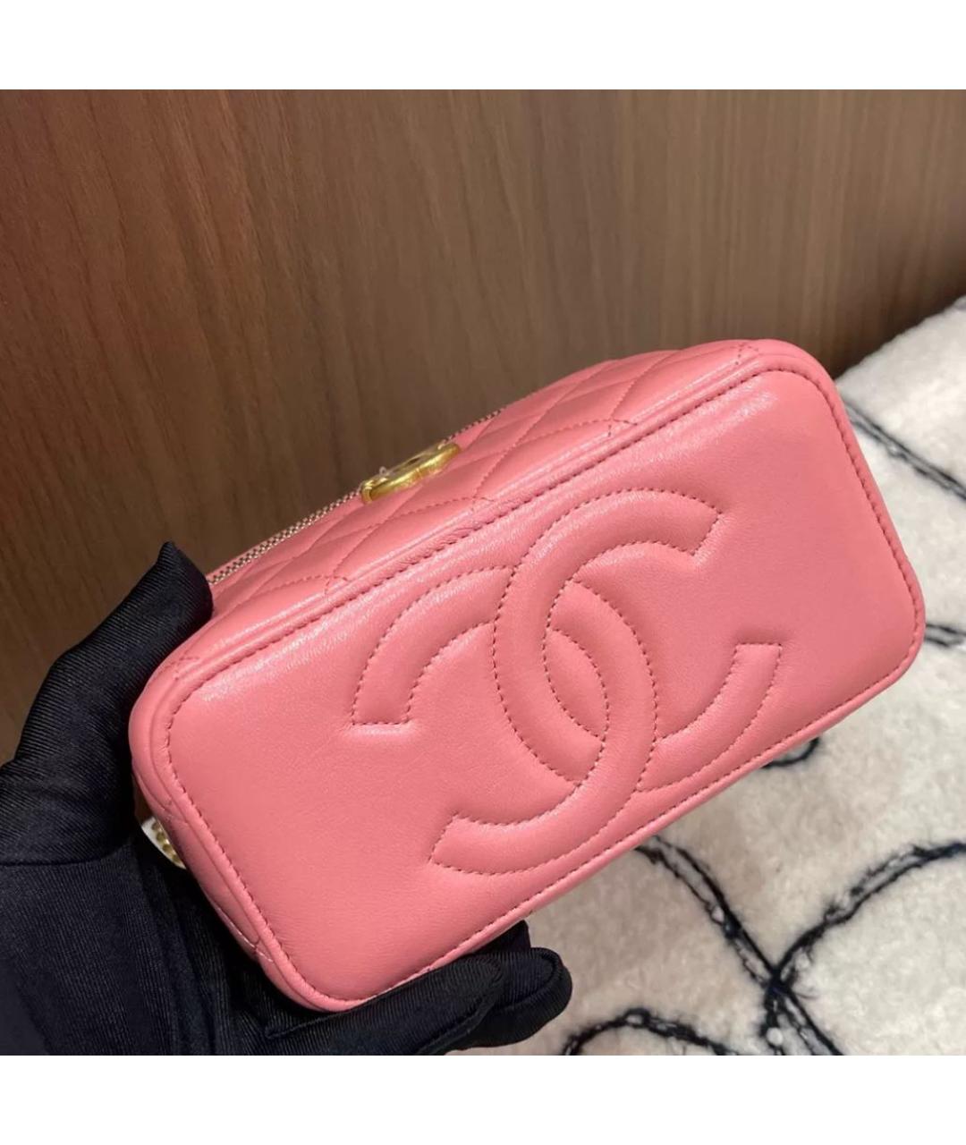 CHANEL Розовая кожаная косметичка, фото 4