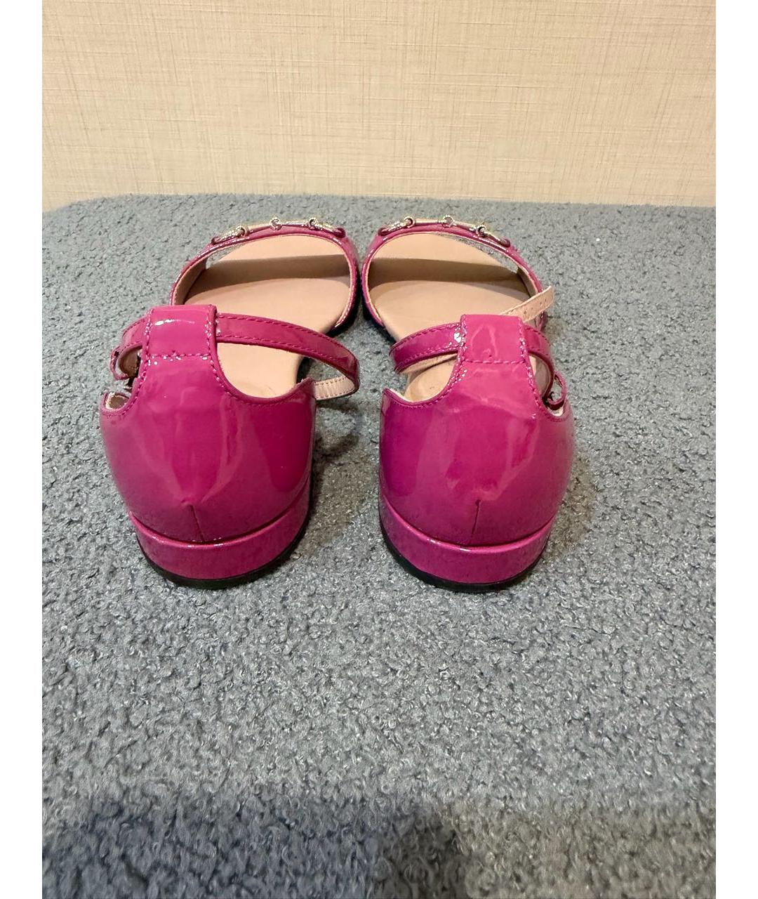 GUCCI KIDS Розовые сандалии и шлепанцы из лакированной кожи, фото 4