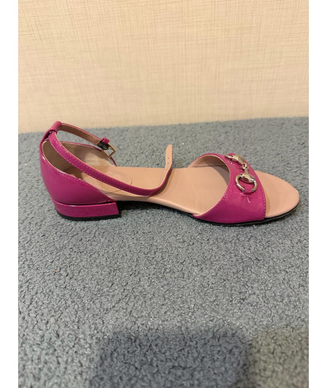 GUCCI KIDS Розовые сандалии и шлепанцы из лакированной кожи, фото 5