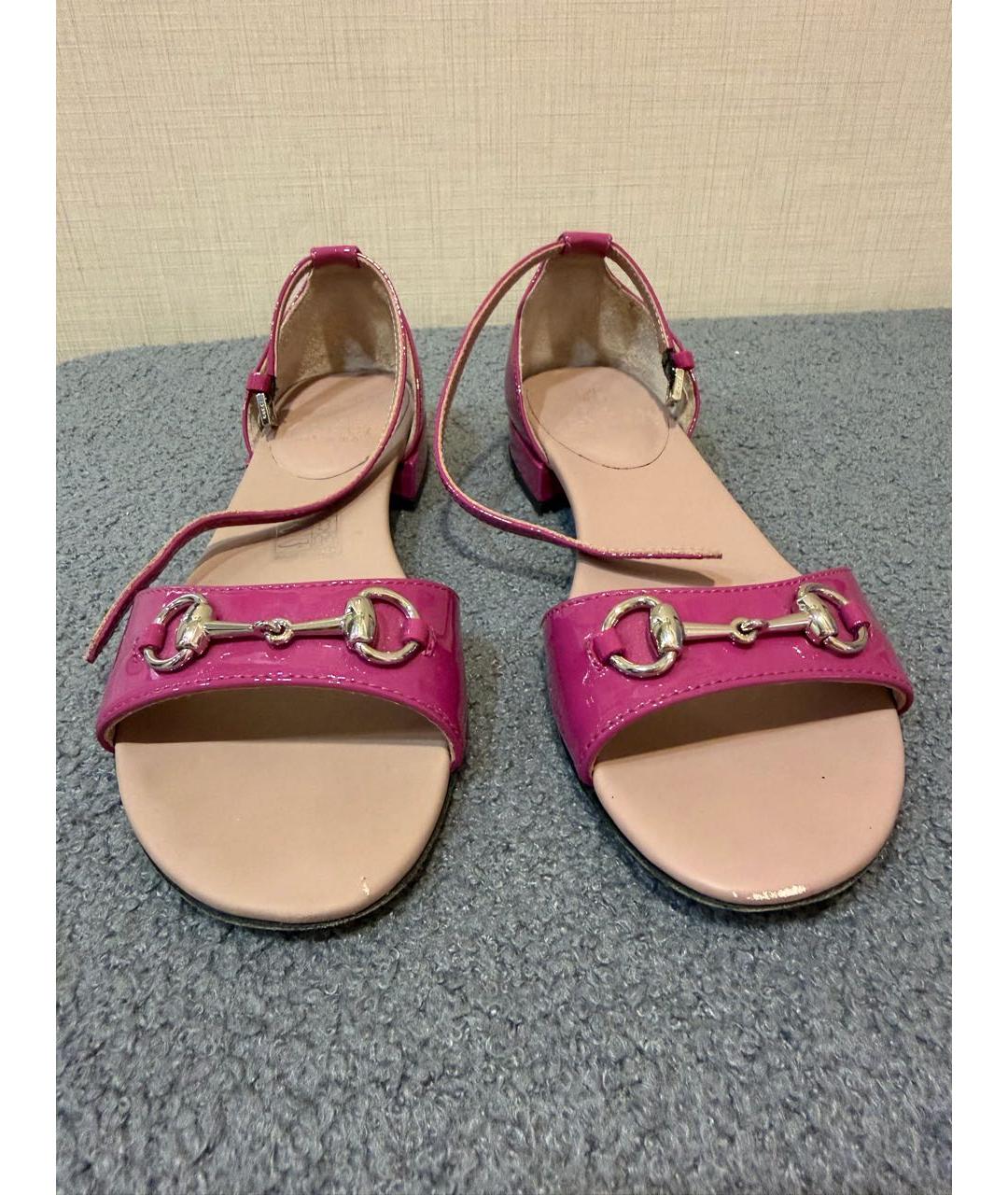 GUCCI KIDS Розовые сандалии и шлепанцы из лакированной кожи, фото 2