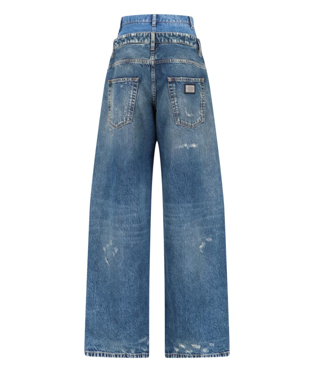 DOLCE&GABBANA Синие хлопковые прямые джинсы, фото 2
