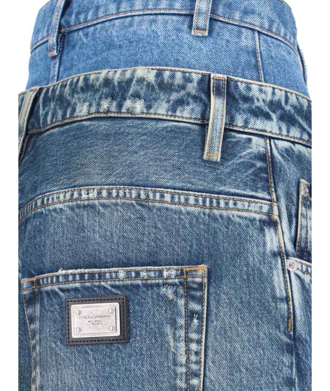 DOLCE&GABBANA Синие хлопковые прямые джинсы, фото 4