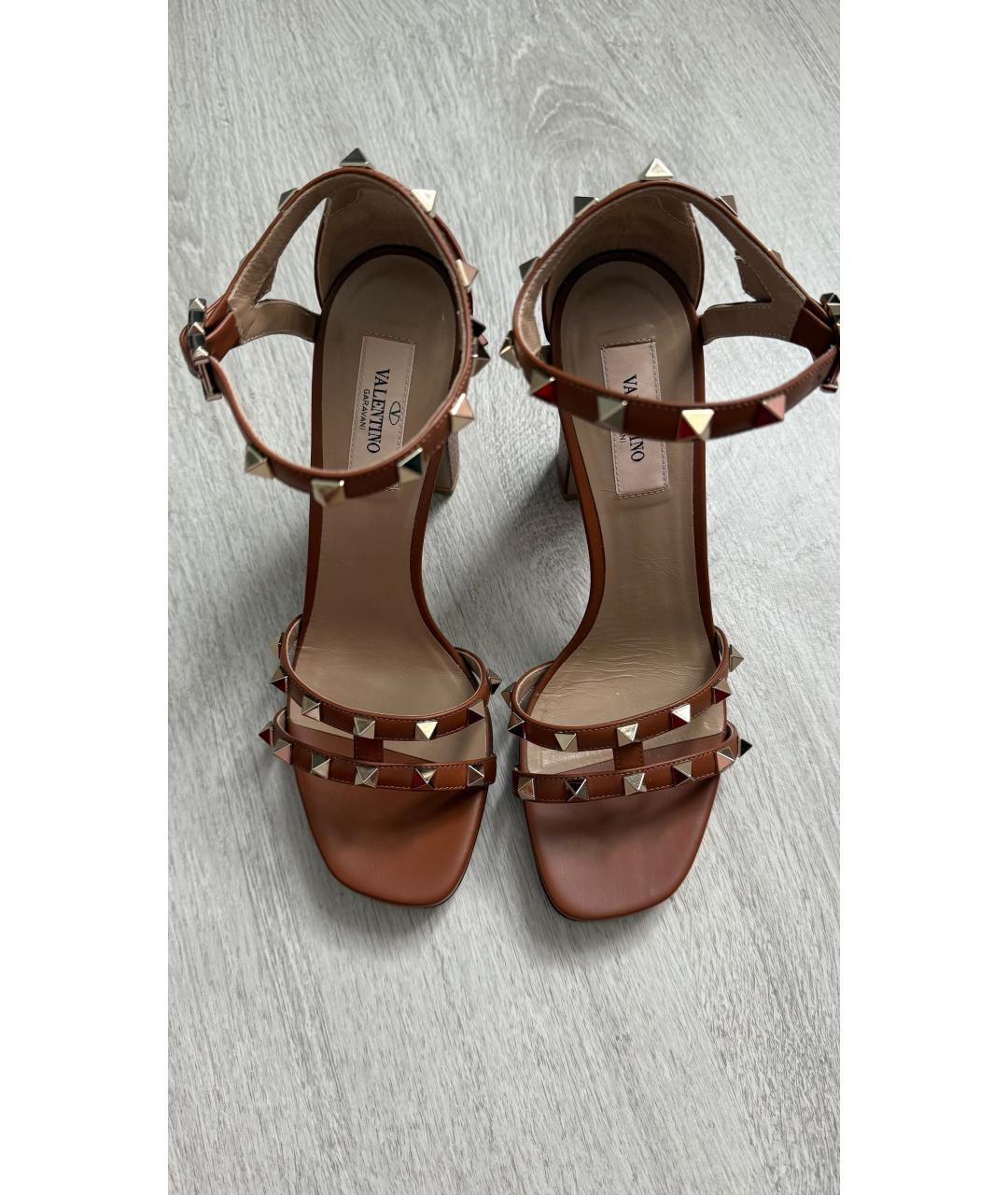 VALENTINO Коричневые кожаные босоножки, фото 3