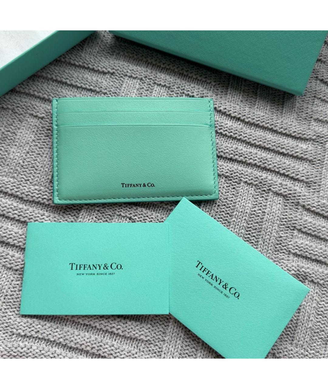 TIFFANY&CO Бирюзовый кожаный кардхолдер, фото 3