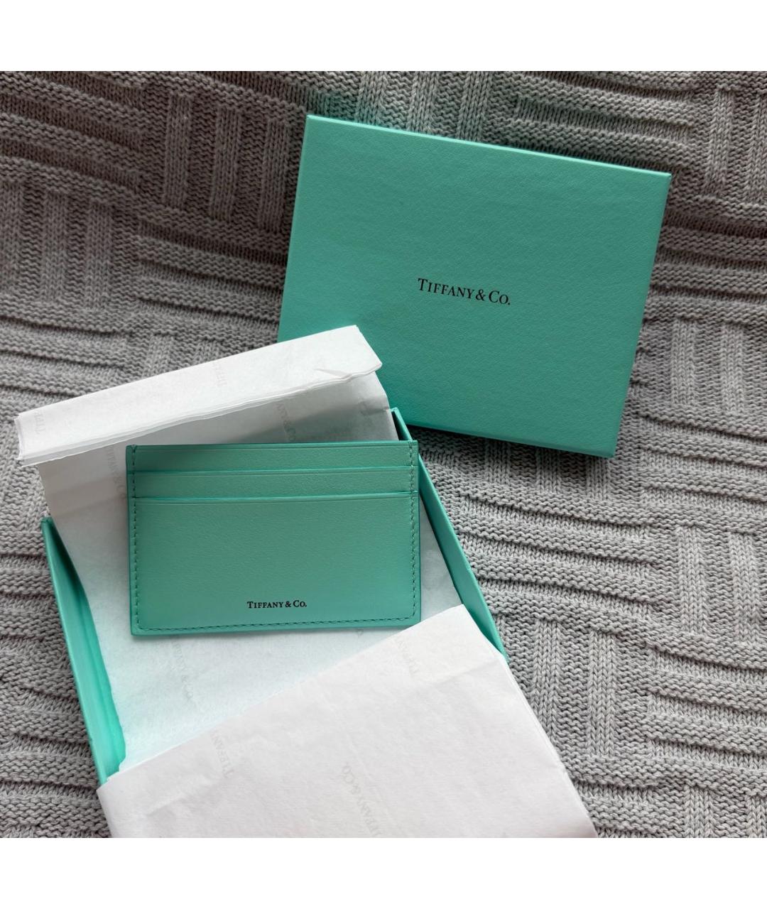TIFFANY&CO Бирюзовый кожаный кардхолдер, фото 2