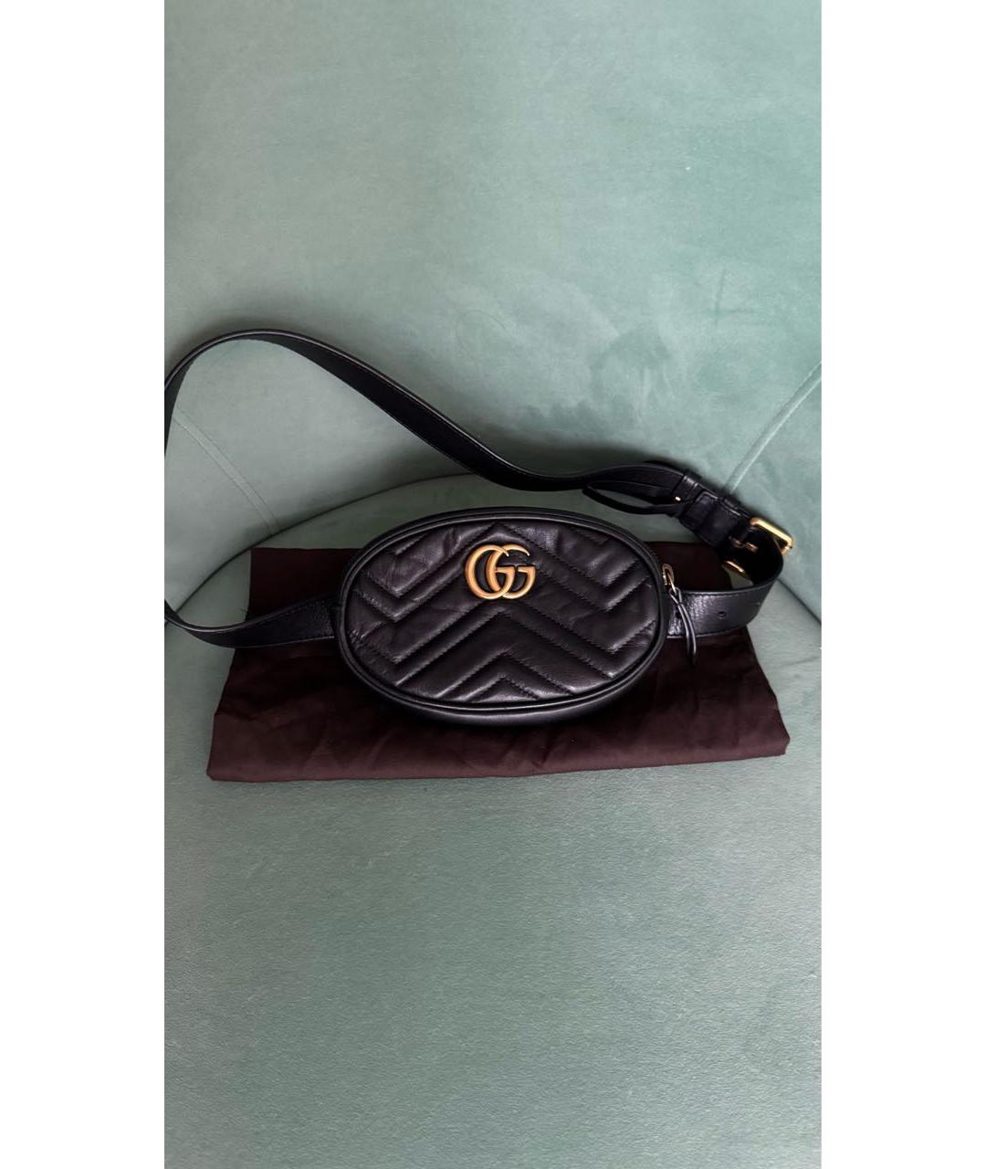 GUCCI Черная кожаная поясная сумка, фото 2