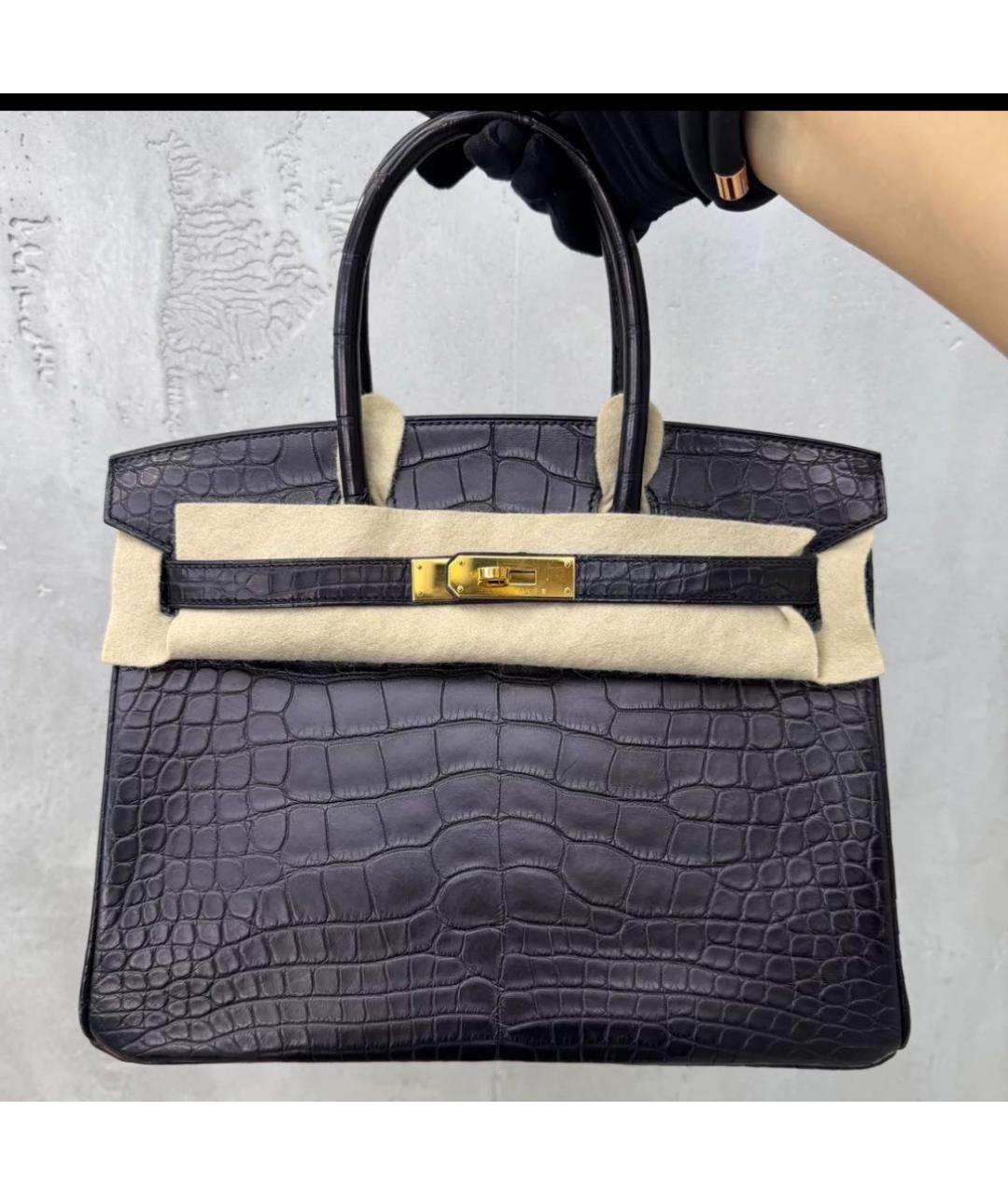 HERMES Черная кожаная сумка тоут, фото 9