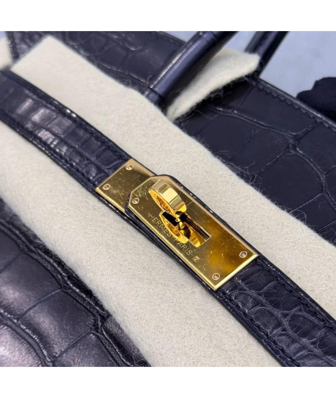 HERMES Черная кожаная сумка тоут, фото 3