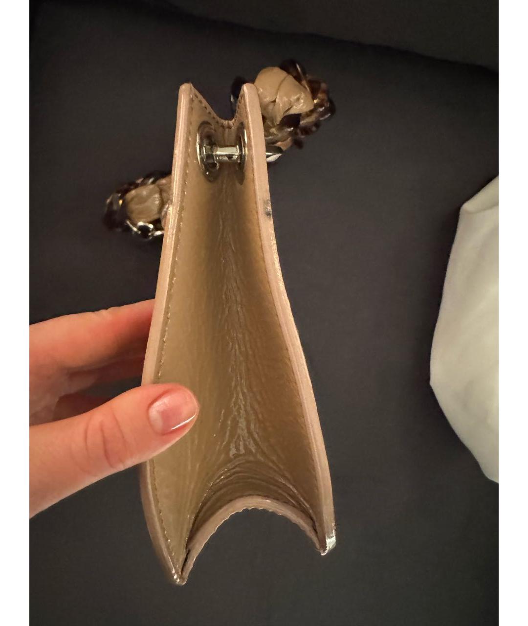 JIMMY CHOO Бежевая кожаная сумка через плечо, фото 6