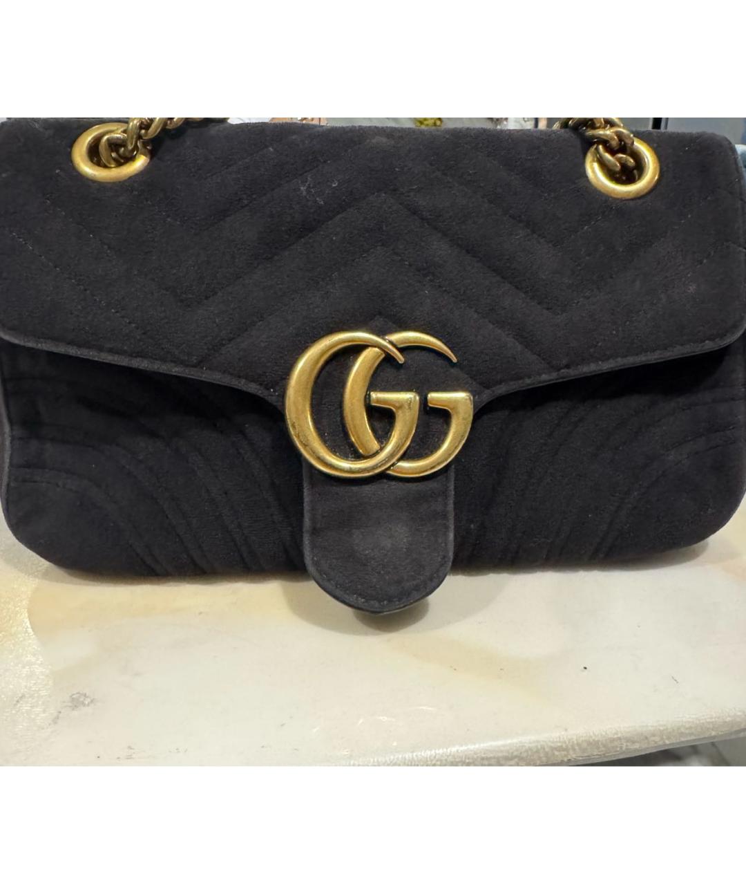 GUCCI Черная замшевая сумка на плечо, фото 6