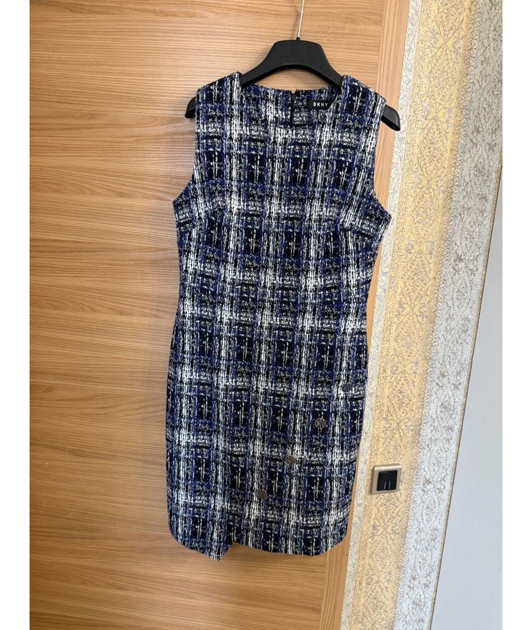 DKNY Синее твидовое повседневное платье, фото 5