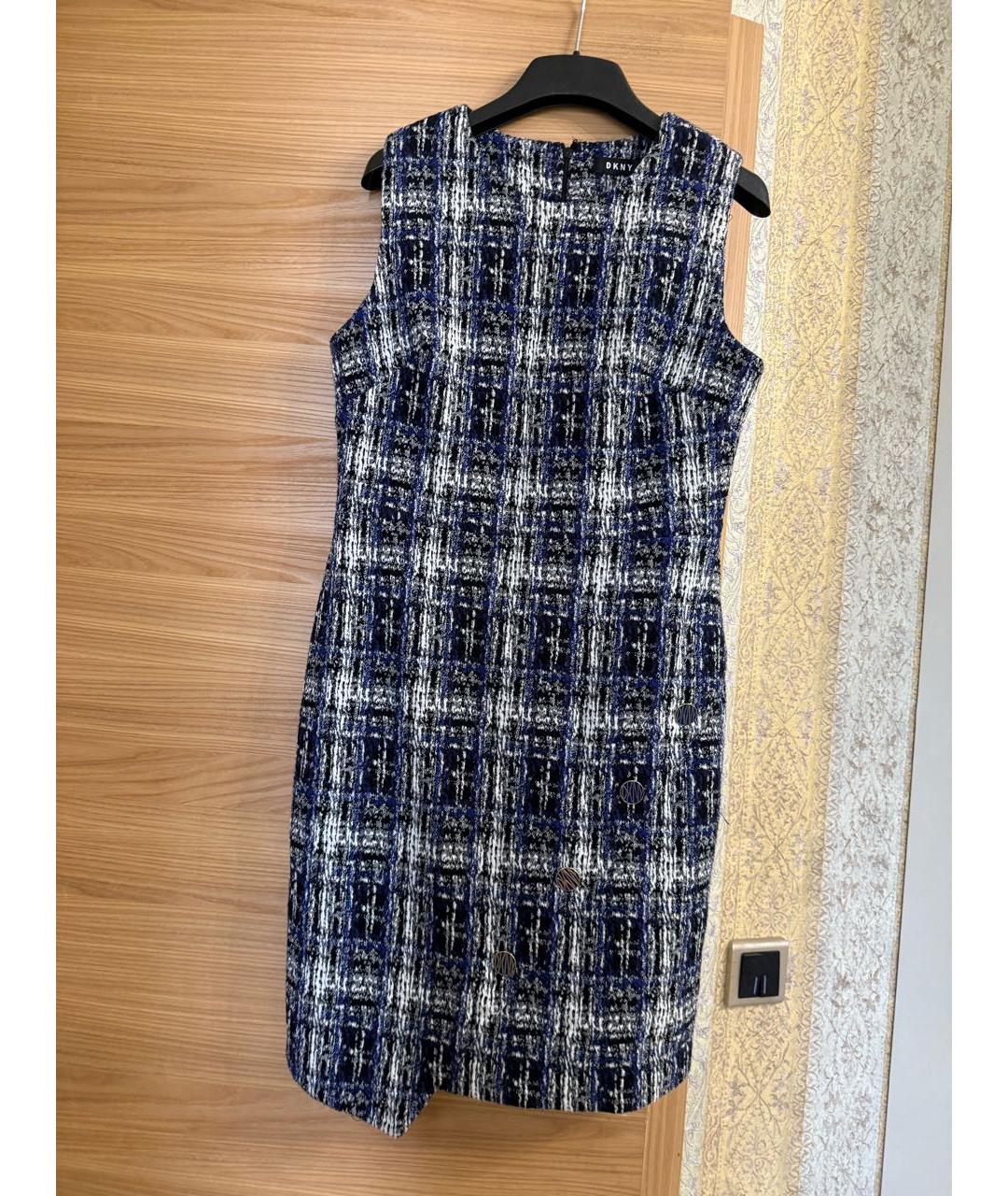 DKNY Синее твидовое повседневное платье, фото 8