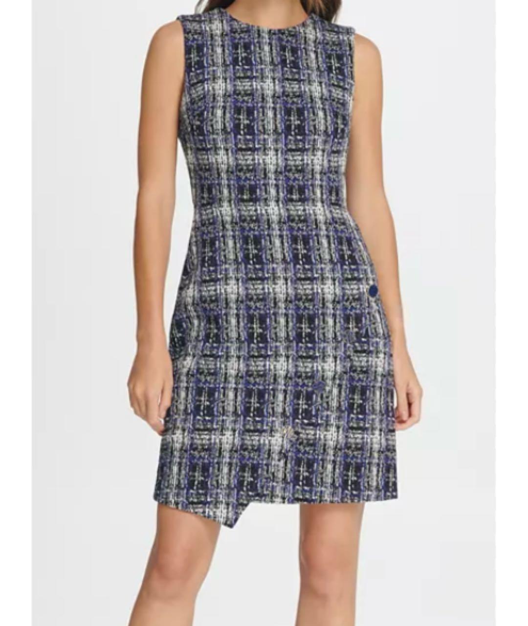 DKNY Синее твидовое повседневное платье, фото 6