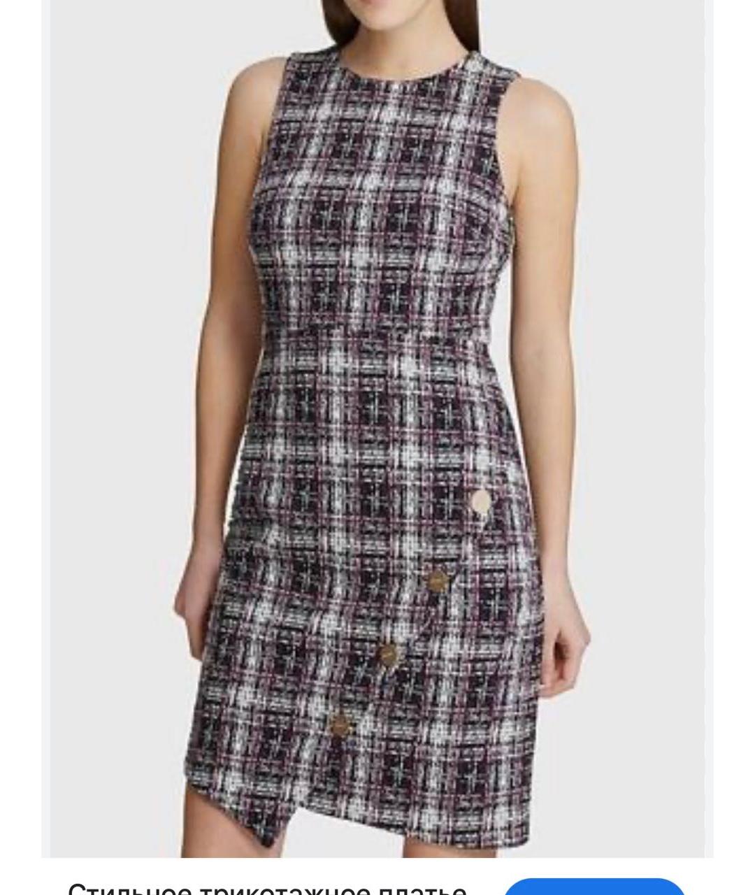 DKNY Синее твидовое повседневное платье, фото 7