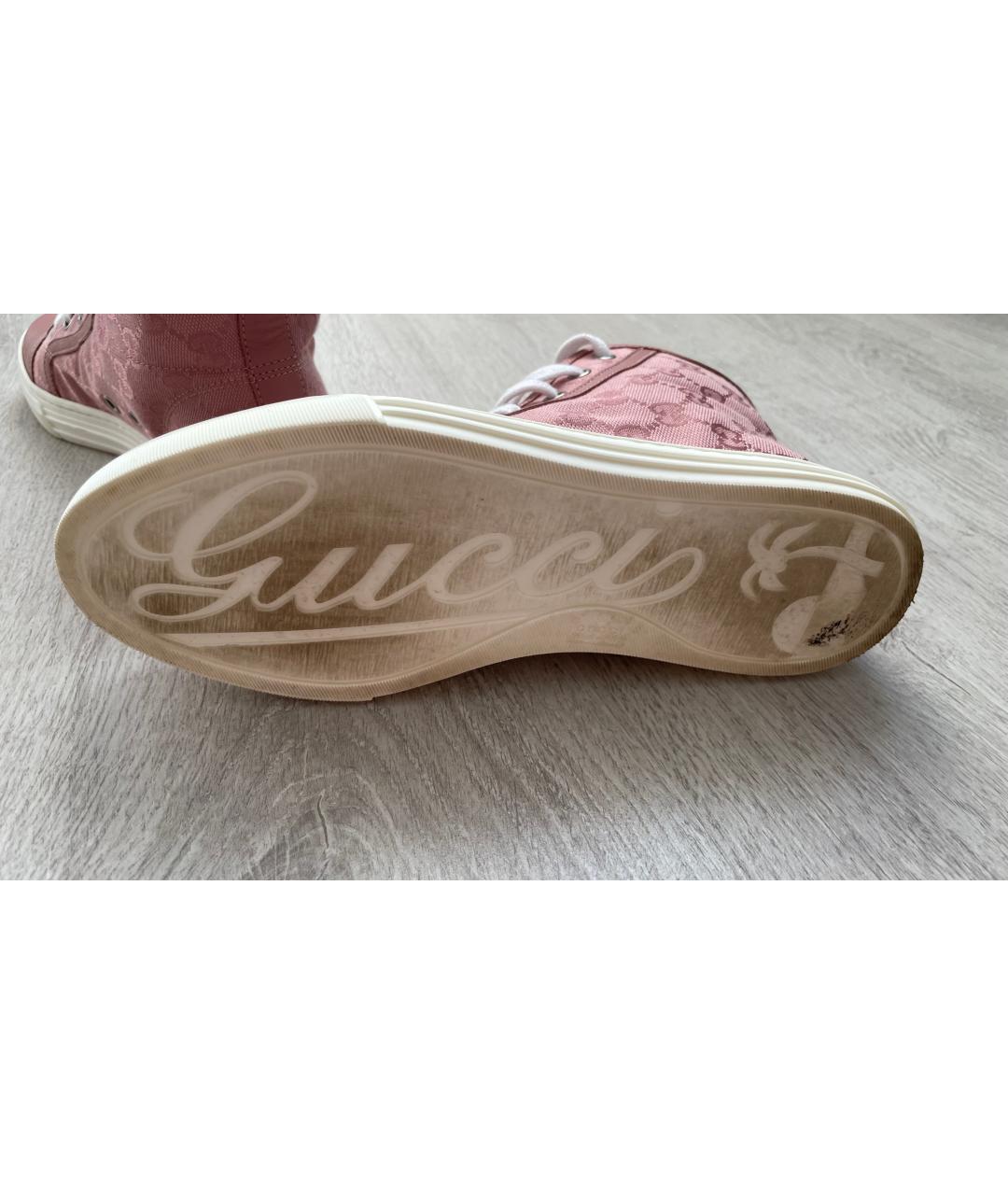 GUCCI Розовые текстильные кеды, фото 5