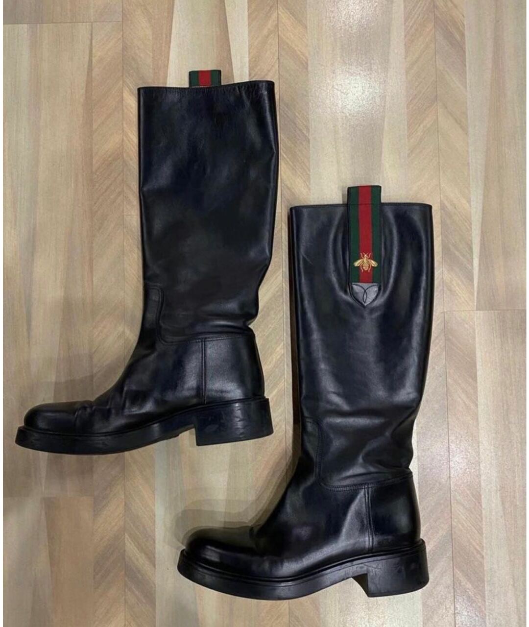 GUCCI Черные кожаные сапоги, фото 6