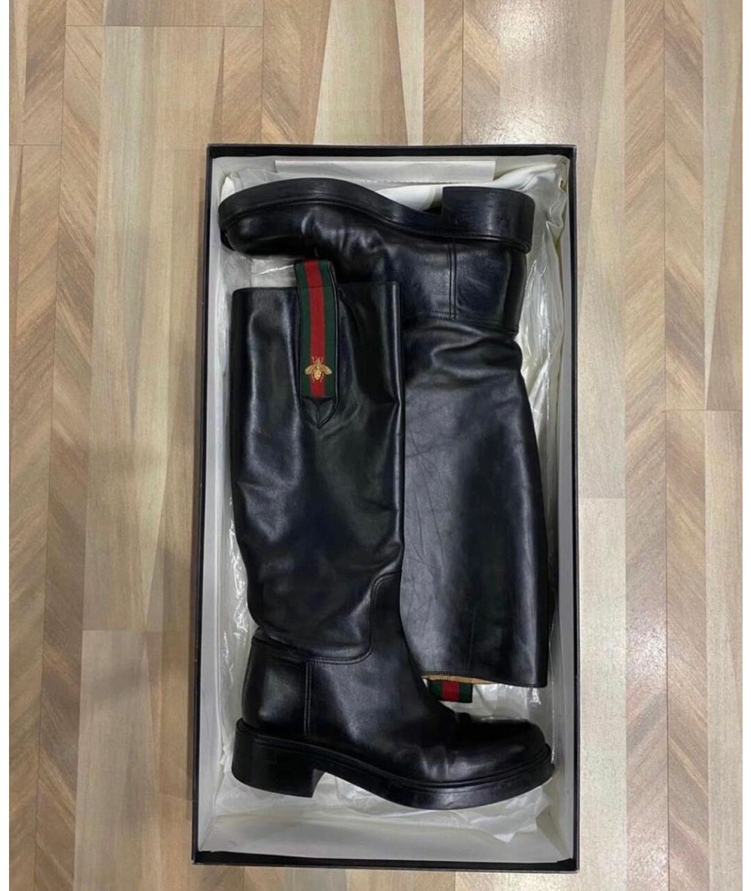 GUCCI Черные кожаные сапоги, фото 4