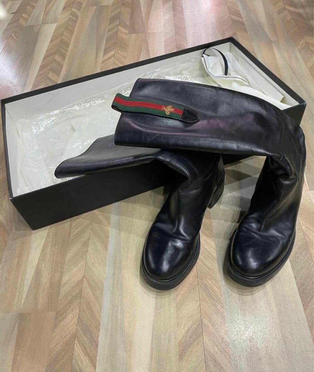 GUCCI Черные кожаные сапоги, фото 3