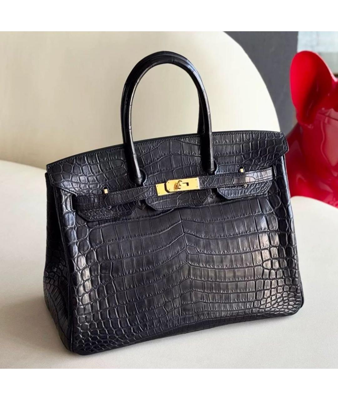 HERMES Черная кожаная сумка тоут, фото 3