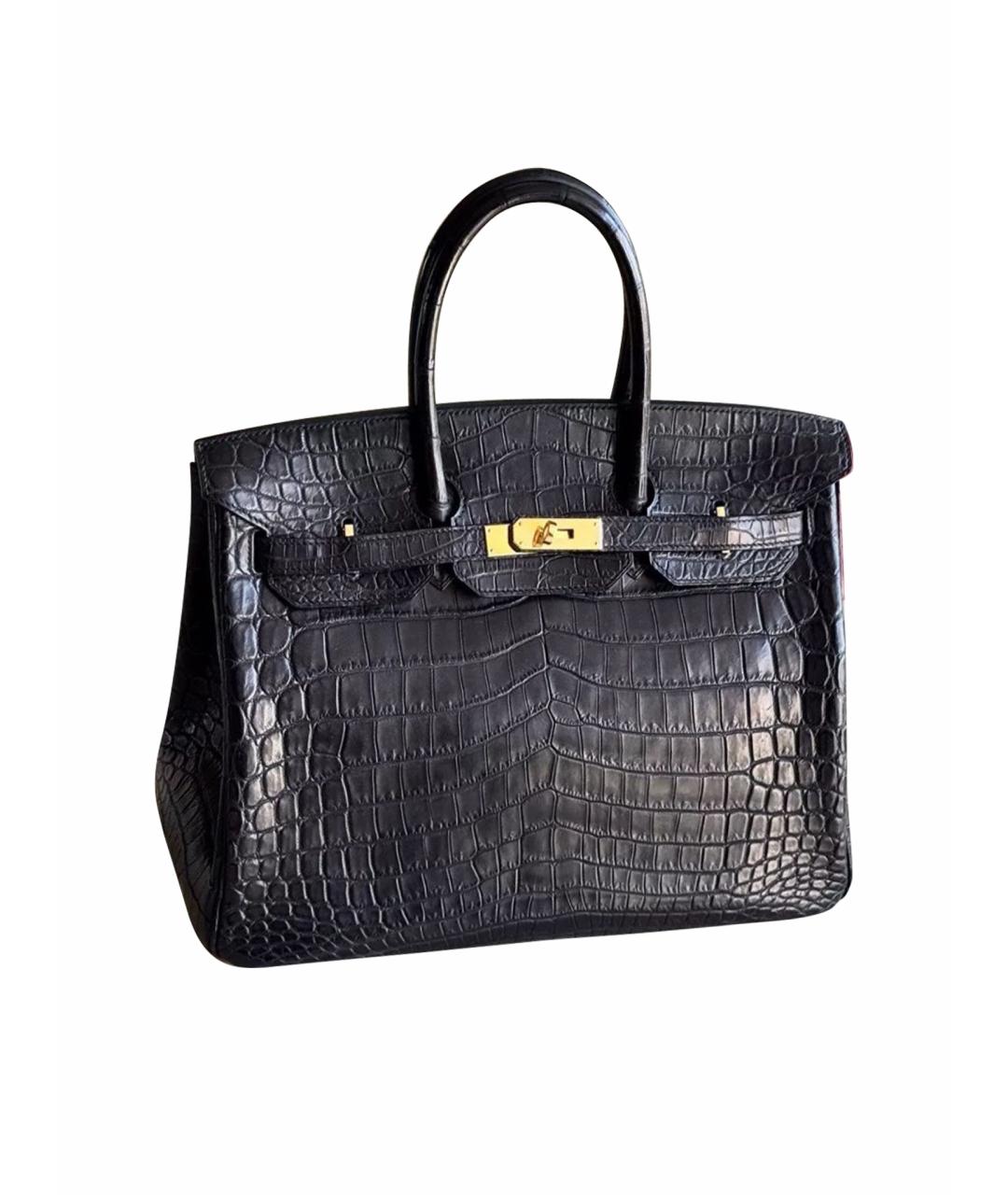 HERMES Черная кожаная сумка тоут, фото 1