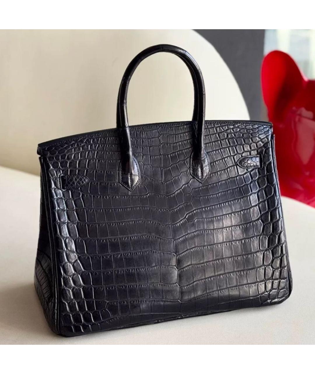 HERMES Черная кожаная сумка тоут, фото 2