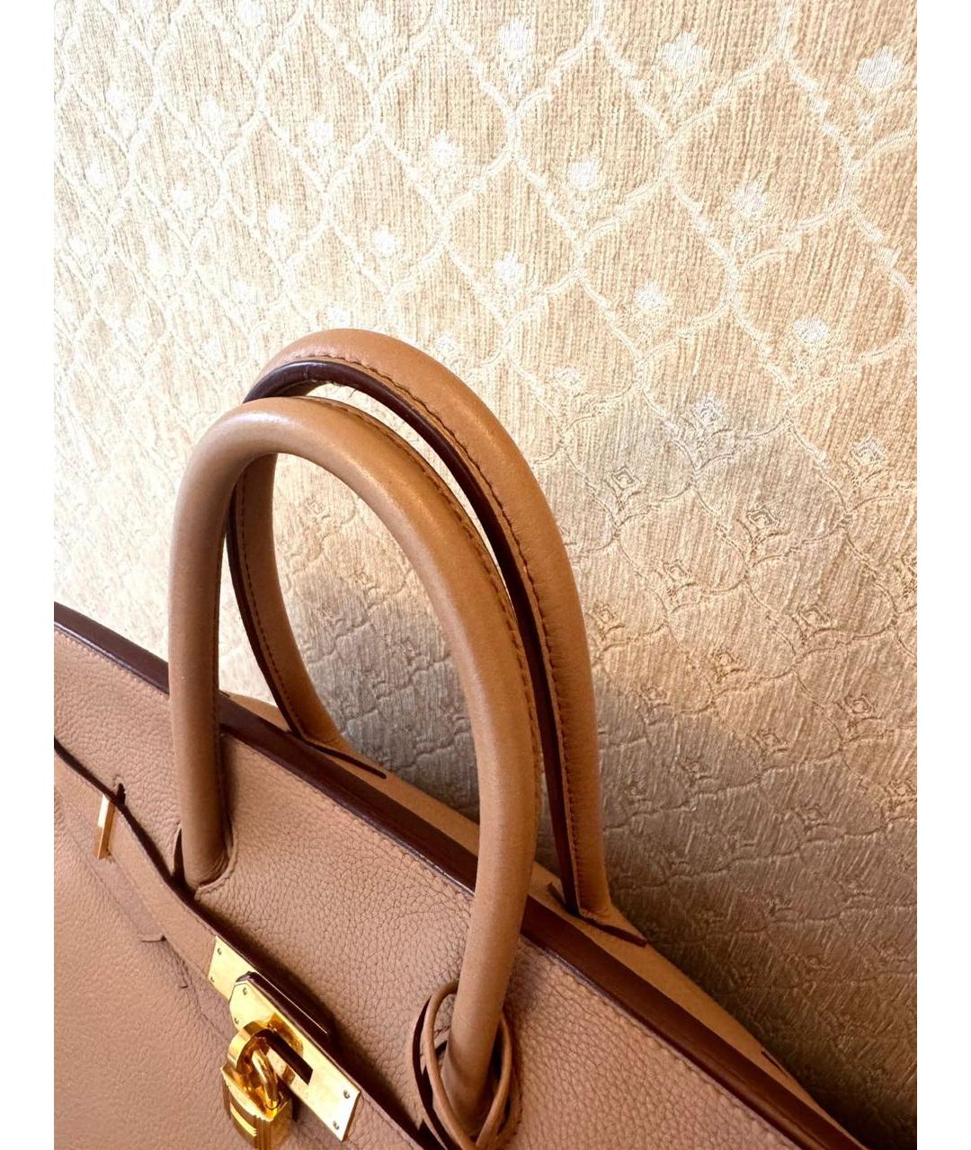 HERMES Бежевая кожаная сумка тоут, фото 5