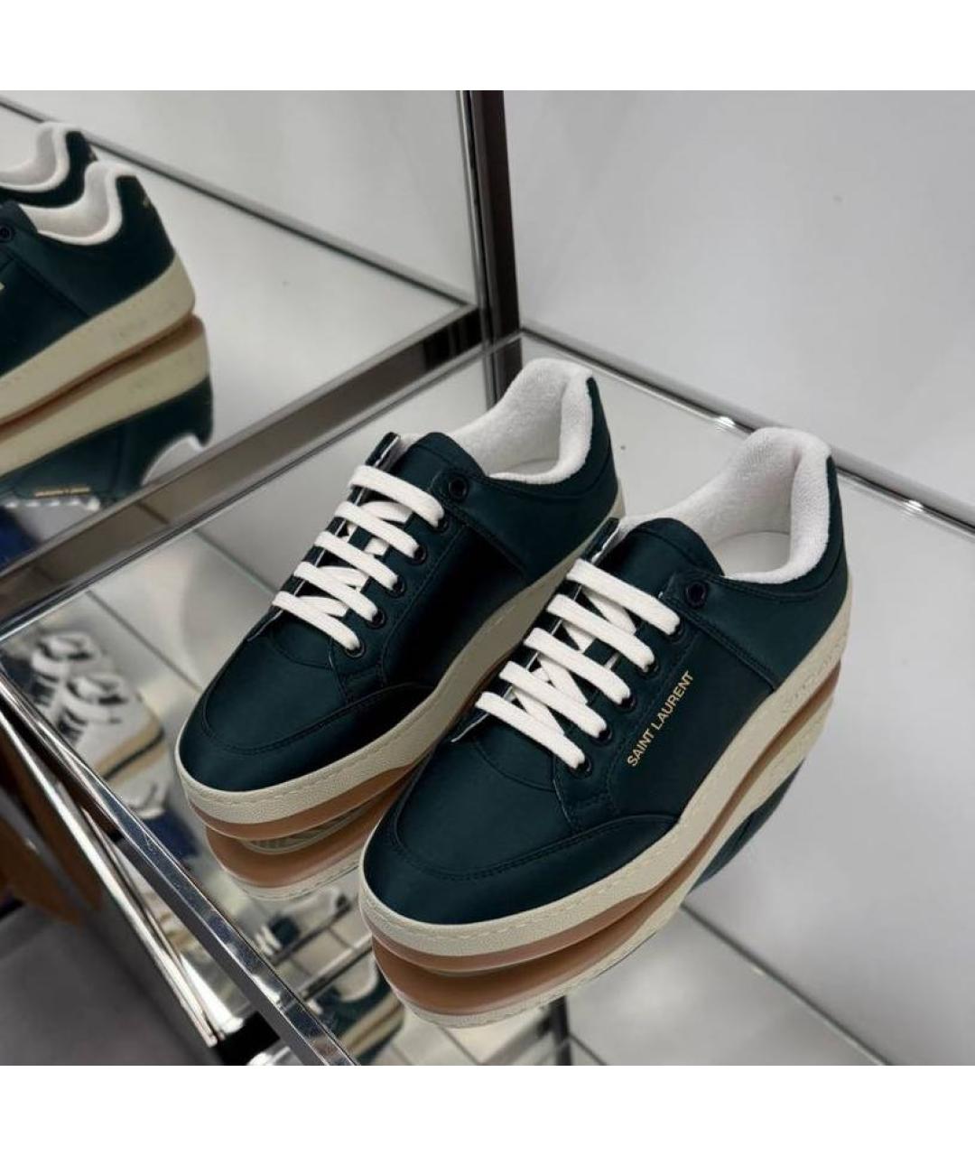 SAINT LAURENT Зеленые бархатные кеды, фото 2