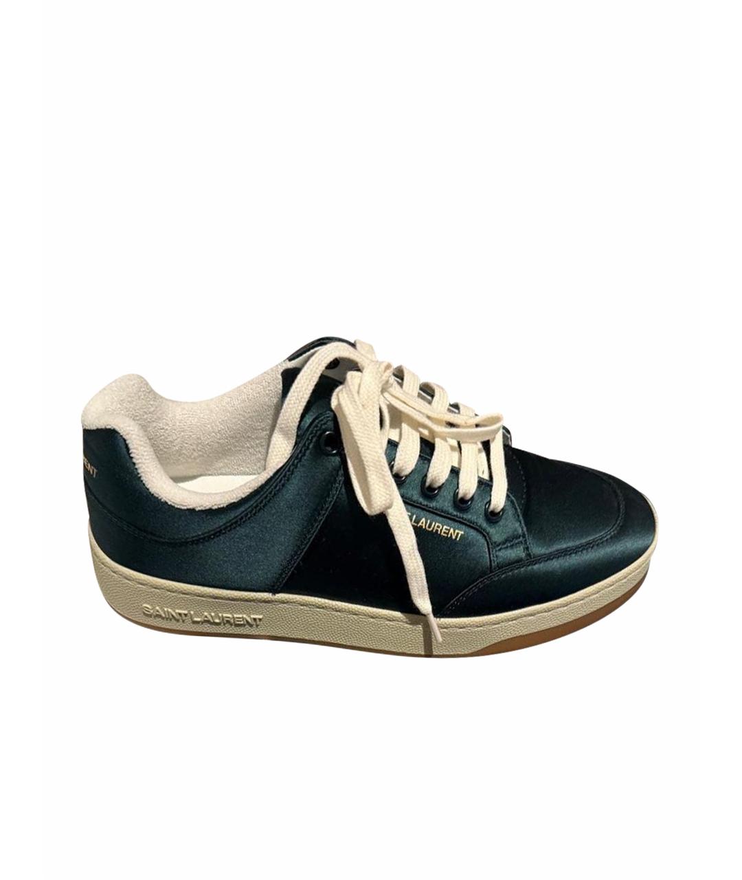 SAINT LAURENT Зеленые бархатные кеды, фото 1